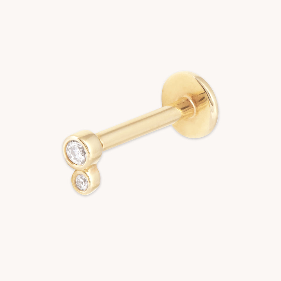 Solid Gold Double Topaz Piercing Stud