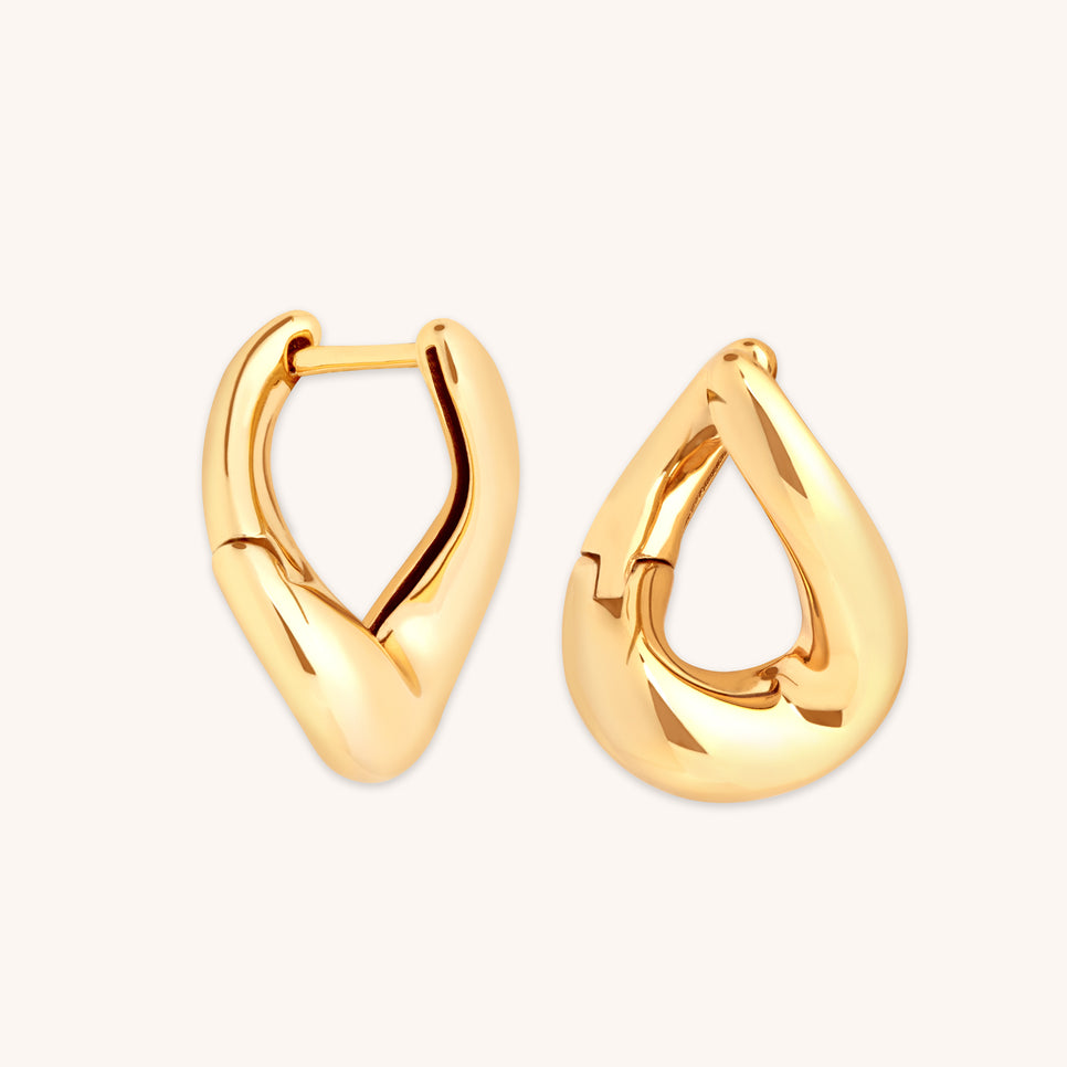 18k Gold Plated Jewellery - Molten Hoops in Gold - Hoop Earrings - Astrid &amp; Miyu