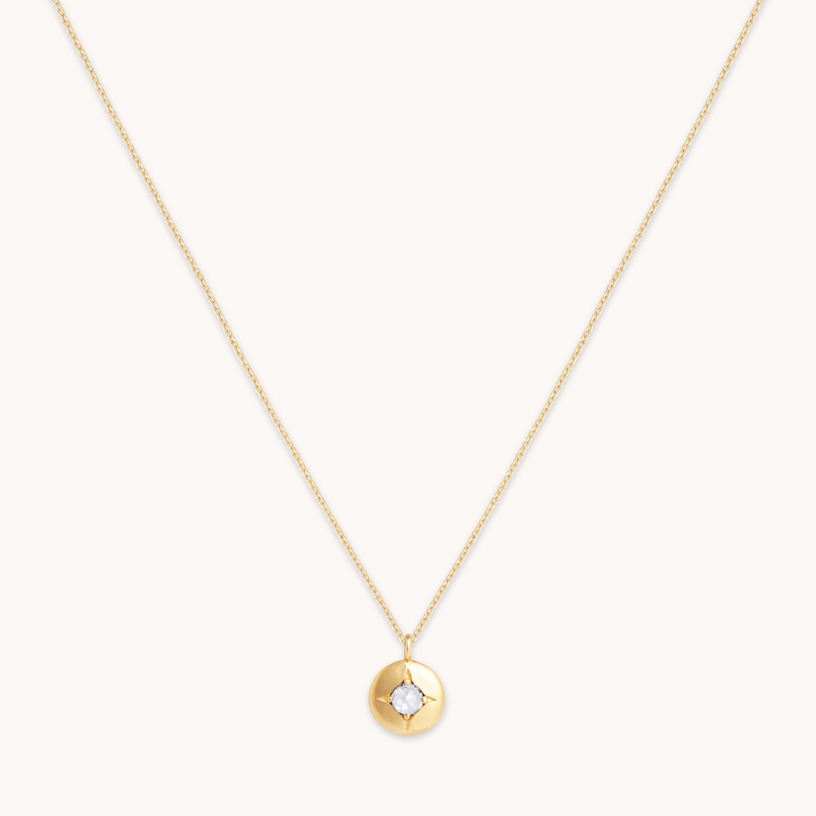 April White Topaz Diamond Solid Gold Birthstone Pendant | Astrid & Miyu ...