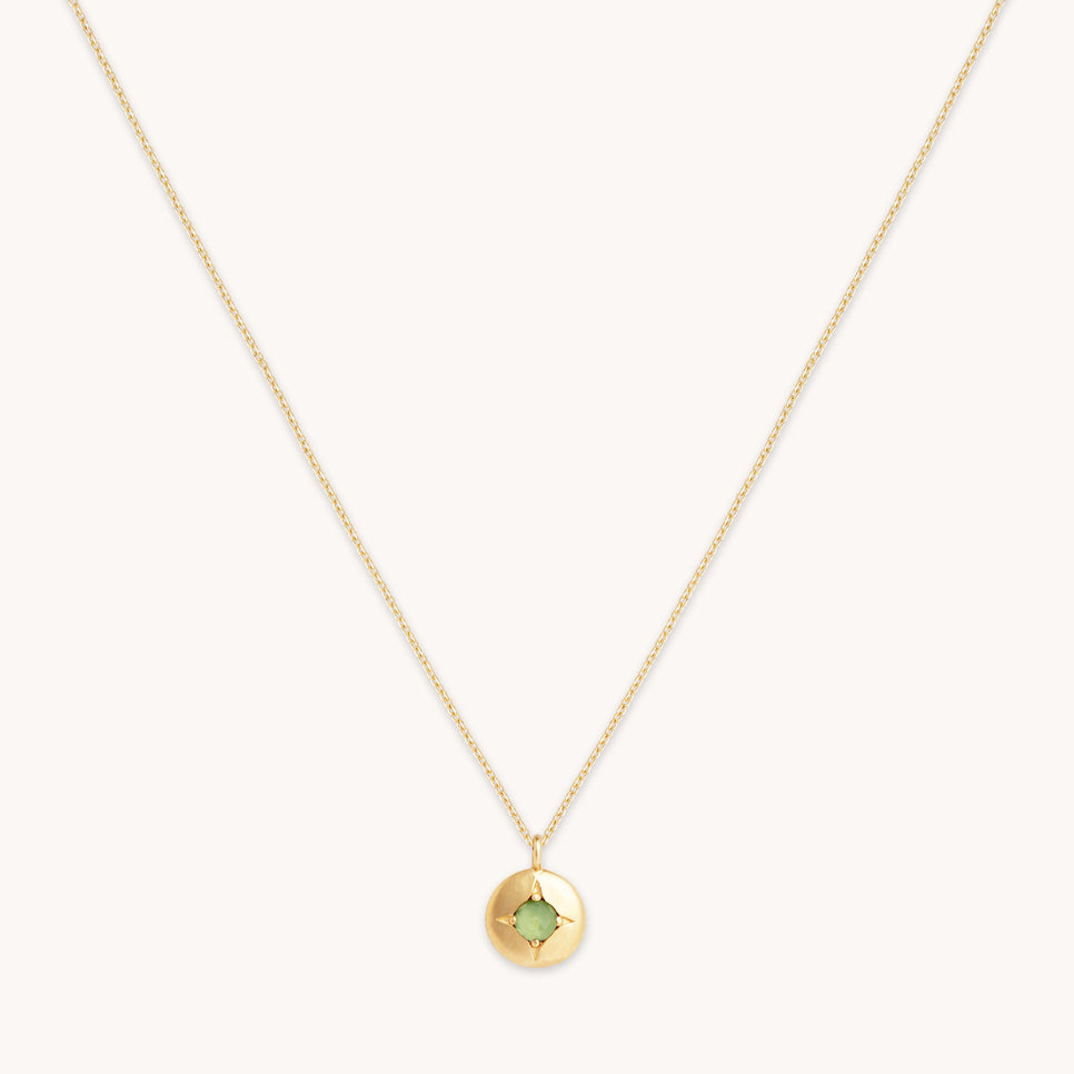 August Peridot Birthstone Necklace in Solid Gold