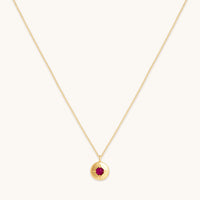 July Ruby Birthstone Necklace in Solid Gold