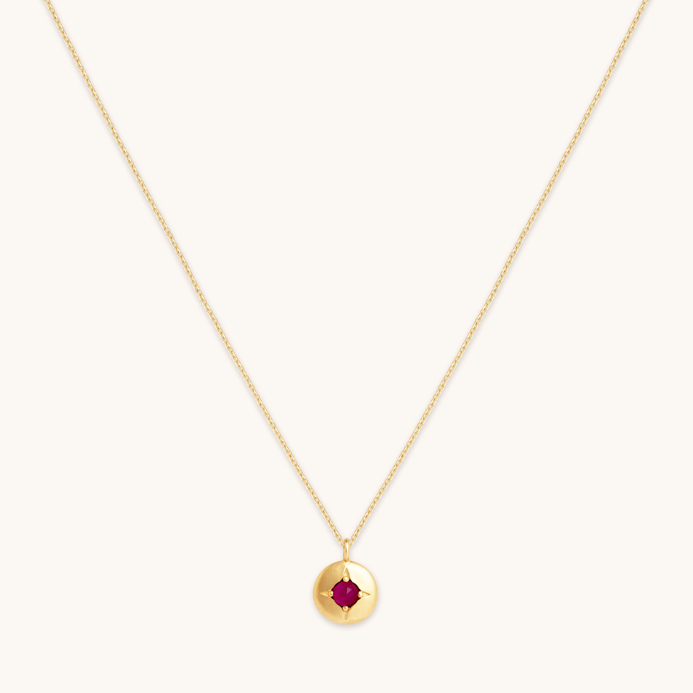 July Ruby Solid Gold Birthstone Pendant | Astrid & Miyu Necklaces