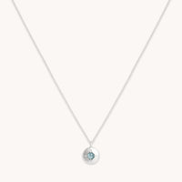 March Aquamarine Birthstone Necklace in Solid White Gold