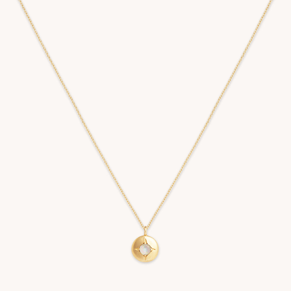 October Opal Birthstone Necklace in Solid Gold