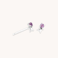 February Amethyst Birthstone Earrings in Solid White Gold