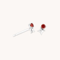 January Garnet Birthstone Earrings in Solid White Gold