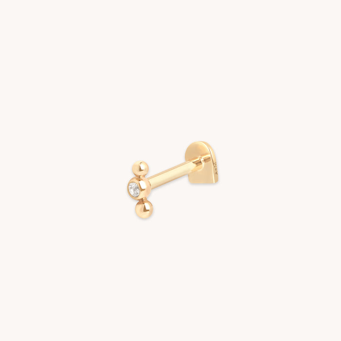 Topaz Beaded Triple Piercing Stud in Solid Gold