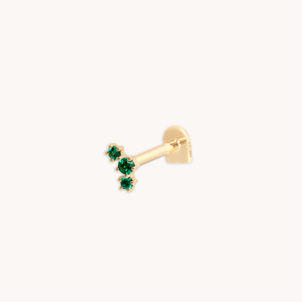 Emerald Curved Piercing Stud in Solid Gold