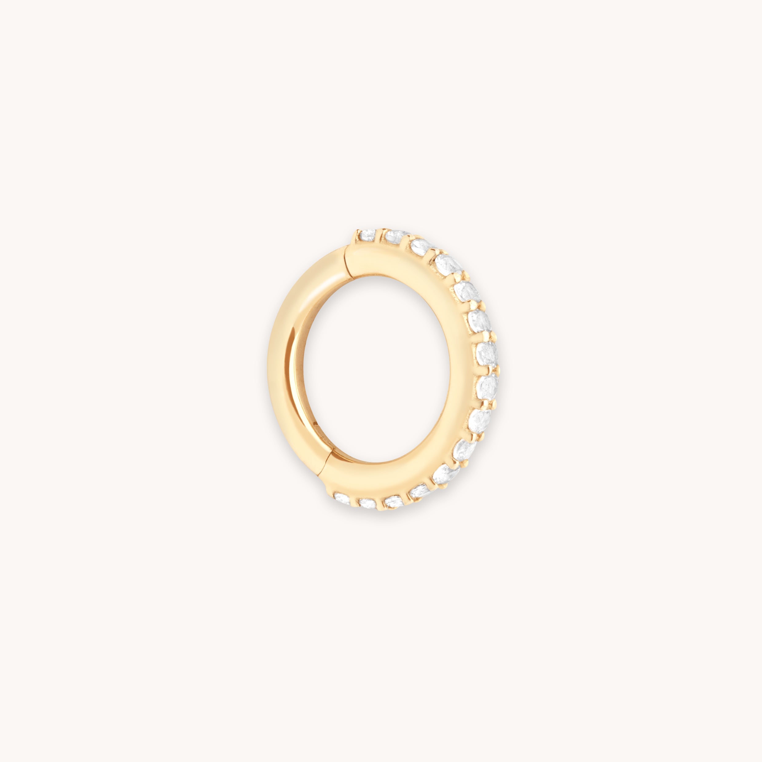 Pavé Seamless 1.2mm Piercing Hoop in Solid Gold