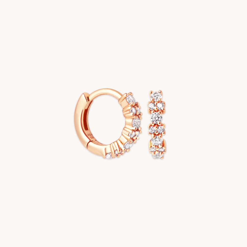 Crystal Gem Huggies in Rose Gold