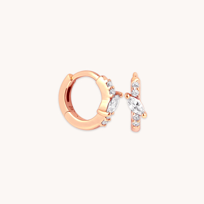 Navette Crystal Huggies in Rose Gold