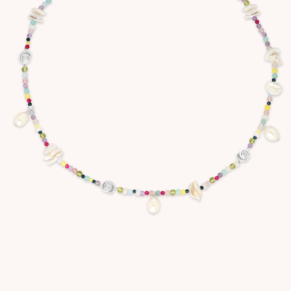 Treasure Beaded Necklace in Silver