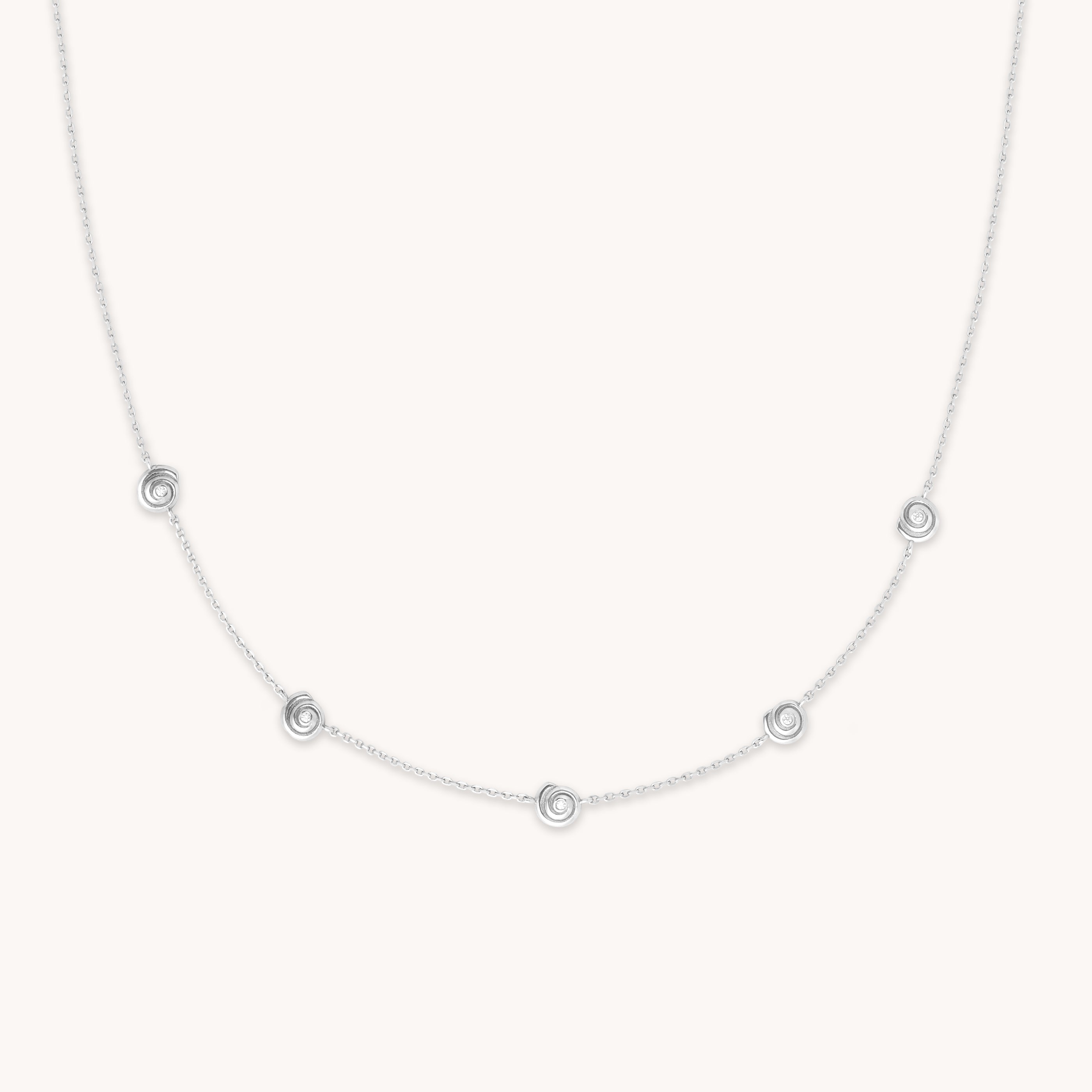 Shell Crystal Charm Necklace in Silver