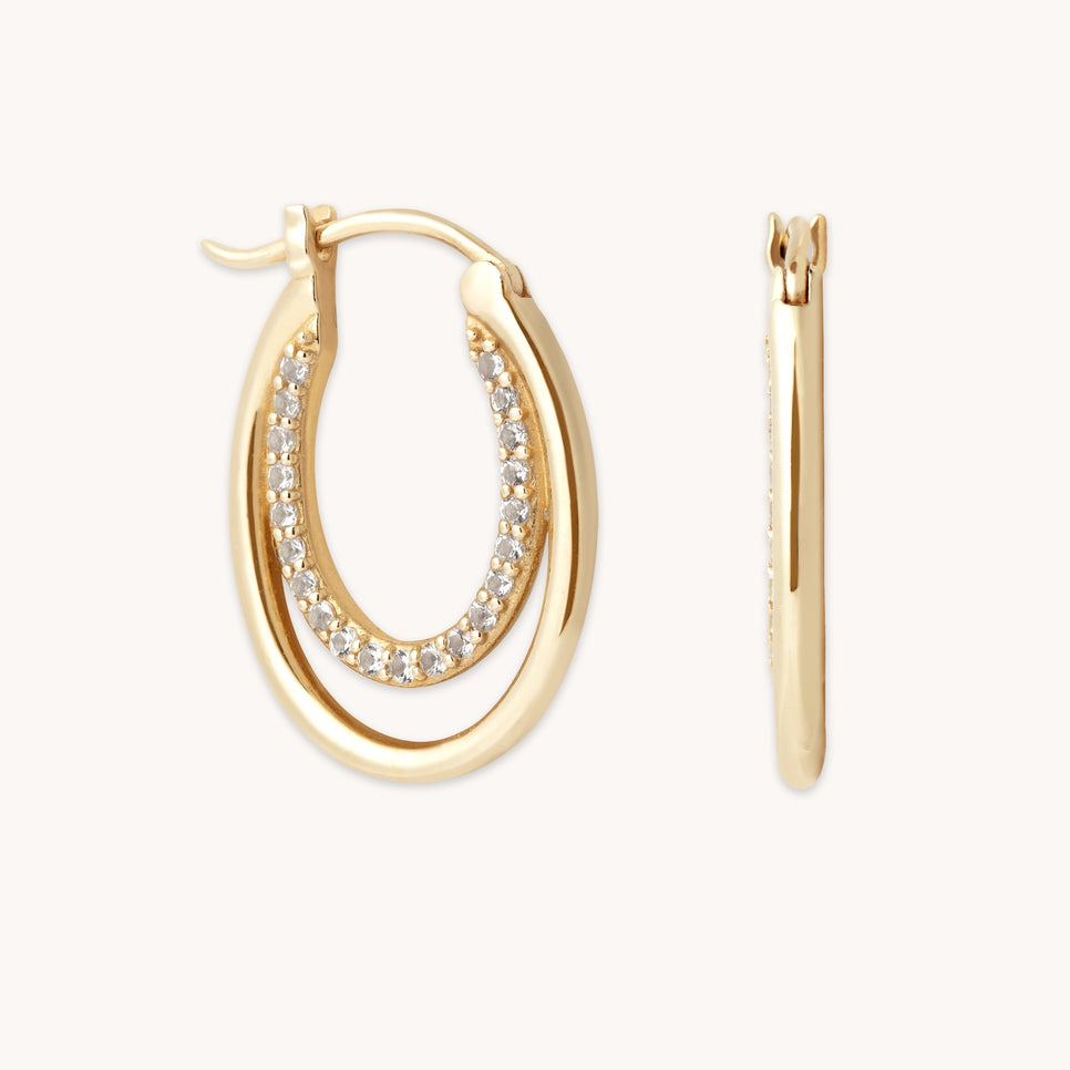 Duo Topaz Hoops in Solid Gold