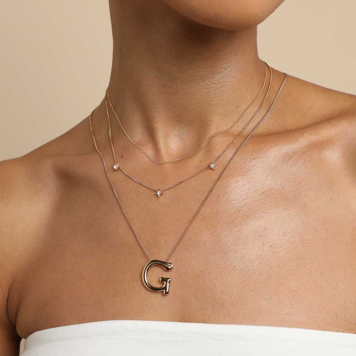 Script G Initial Necklace in 14k Yellow Gold