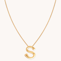 S Initial Bold Pendant Necklace in Gold