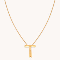 T Initial Bold Pendant Necklace in Gold