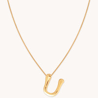 U Initial Bold Pendant Necklace in Gold