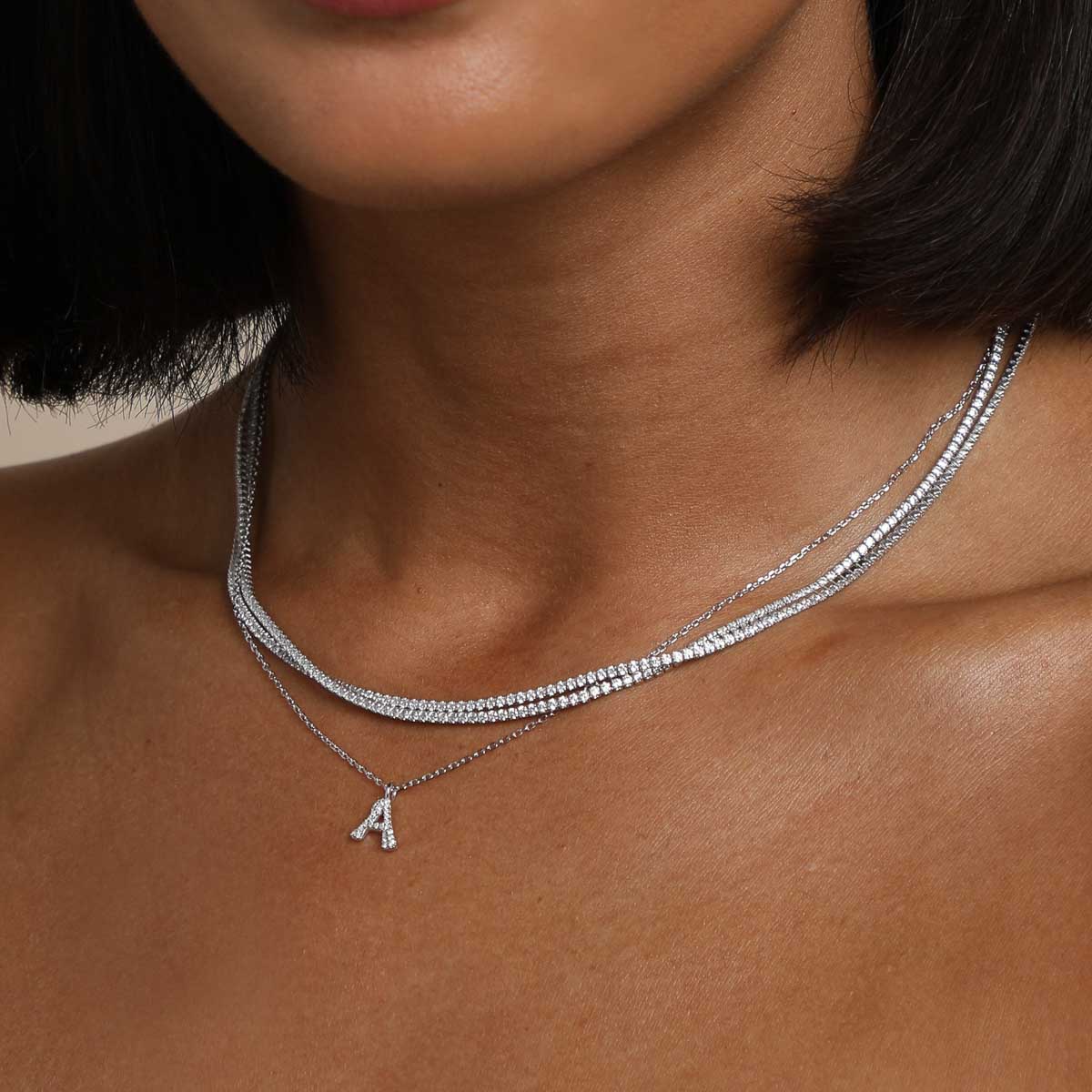 Silver chain with hot sale initial pendant