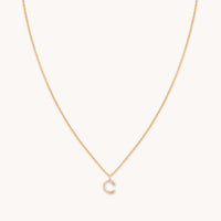 C Initial Pavé Pendant Necklace in Gold