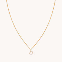 D Initial Pavé Pendant Necklace in Gold