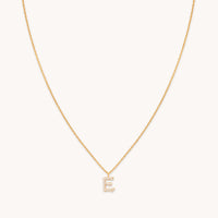 E Initial Pavé Pendant Necklace in Gold