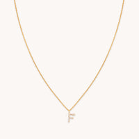 F Initial Pavé Pendant Necklace in Gold