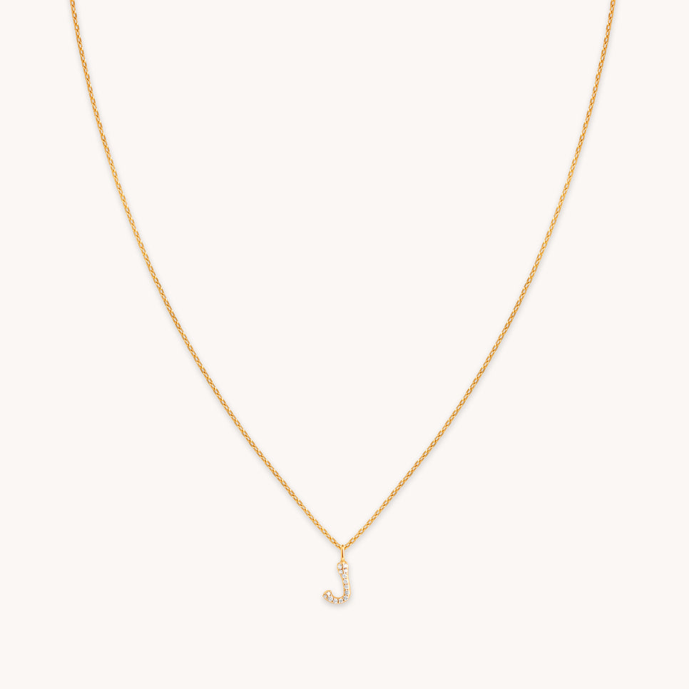 J Initial Bold Pendant Necklace in Gold