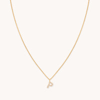 P Initial Pavé Pendant Necklace in Gold