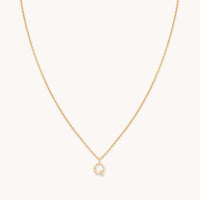 Q Initial Pavé Pendant Necklace in Gold