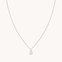 S Initial Pavé Pendant Necklace in Silver