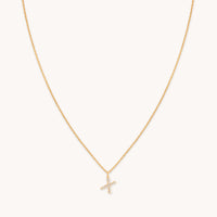 X Initial Pavé Pendant Necklace in Gold