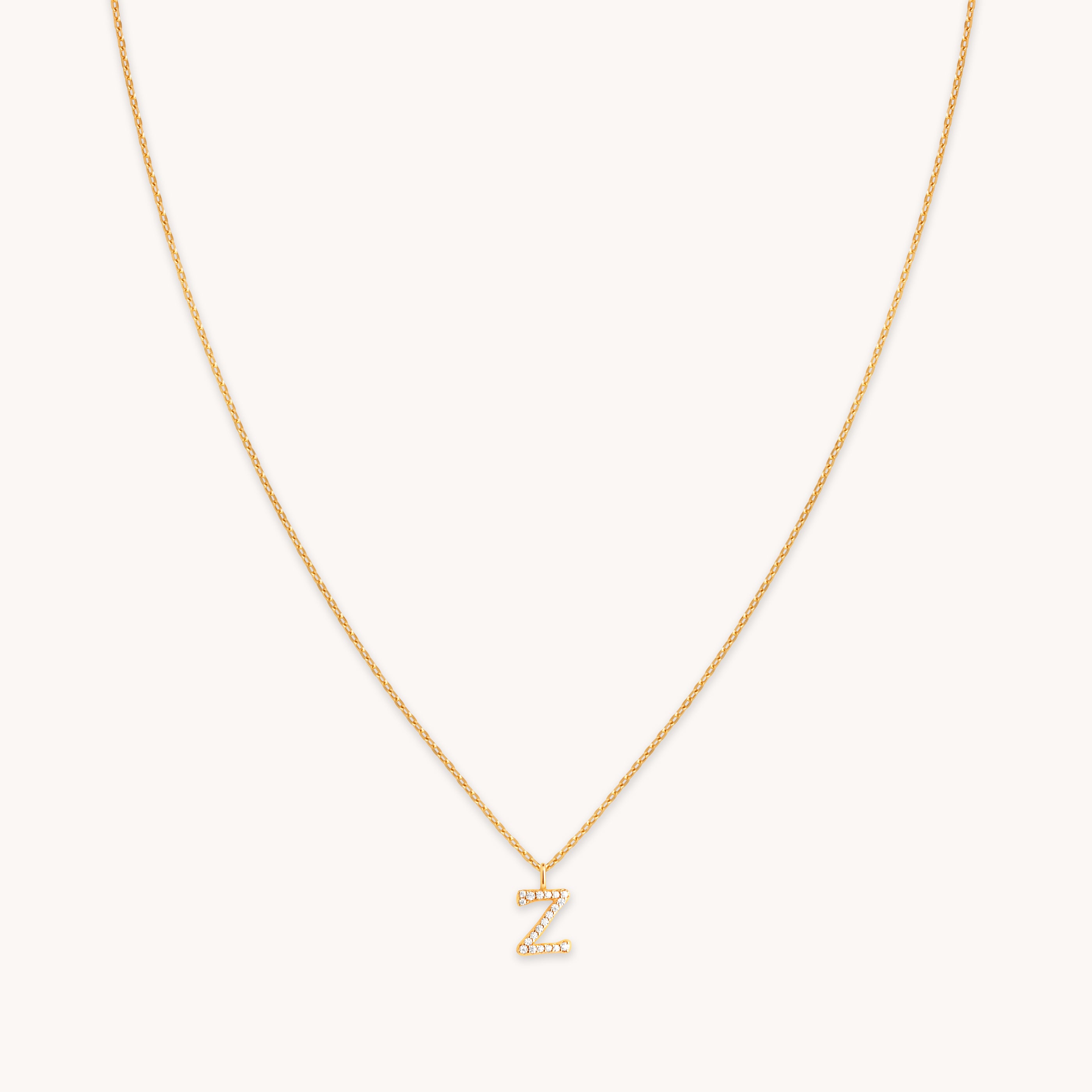 Z Pavé Initial Gold Necklace | Astrid & Miyu Necklaces