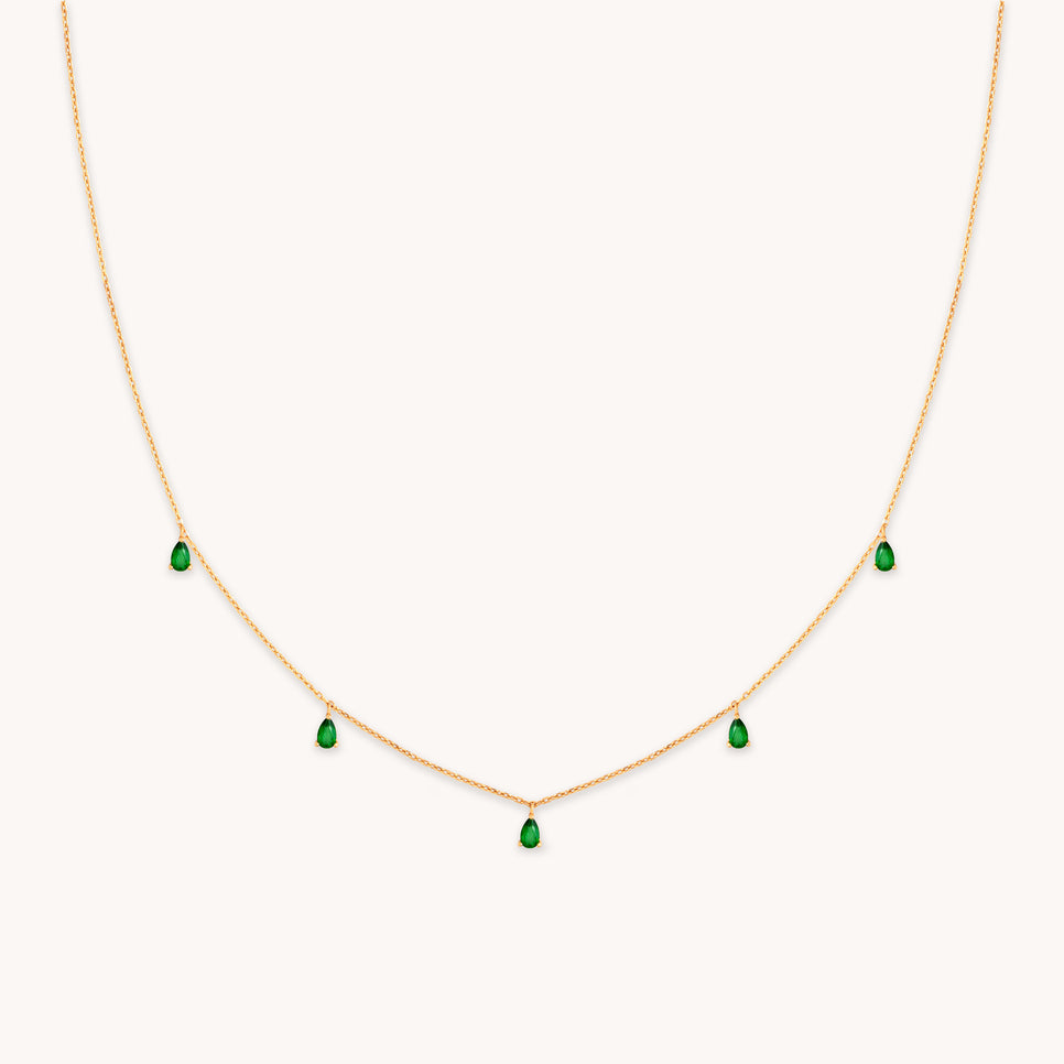 Green Topaz Charm Necklace in Gold