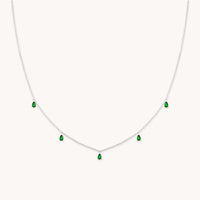 Green Topaz Charm Necklace in Silver