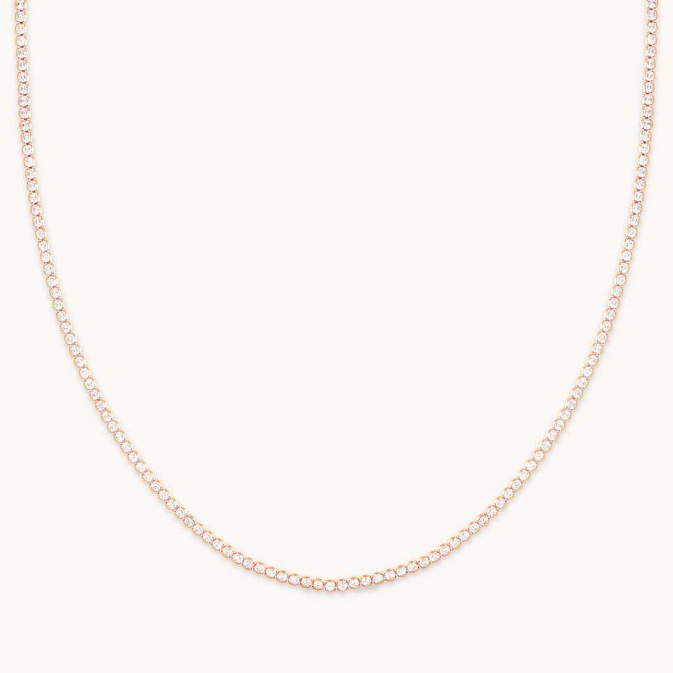 Gleam Tennis Chain Necklace in Rose Gold