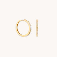 White Topaz Pavé Hoops in Solid Gold