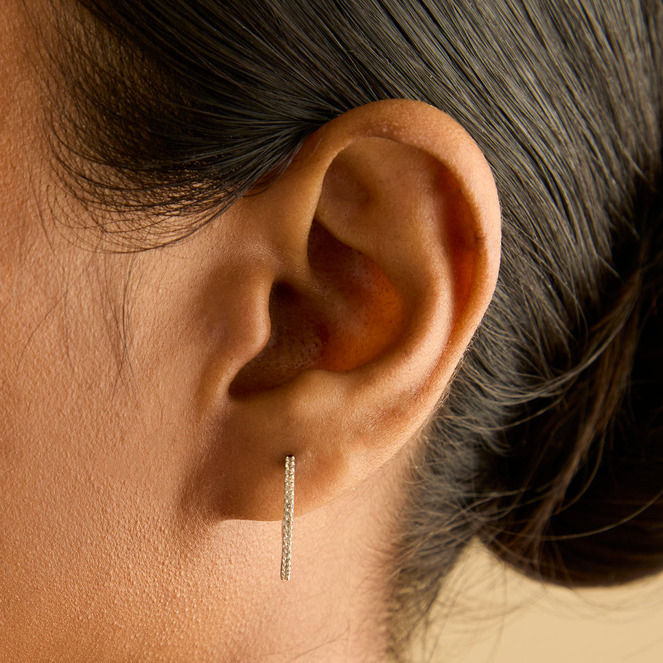 White Topaz Pavé Hoops in Solid White Gold