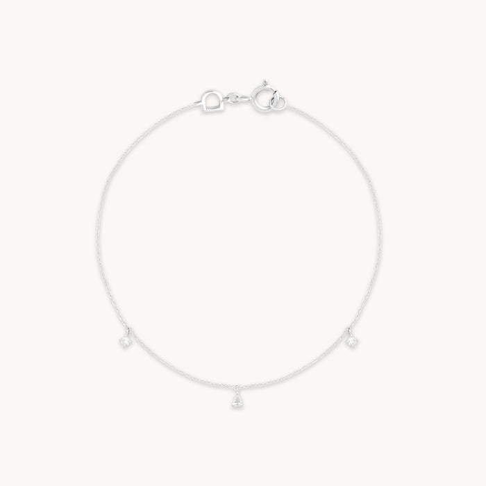 Diamond Charm Bracelet in Solid White Gold