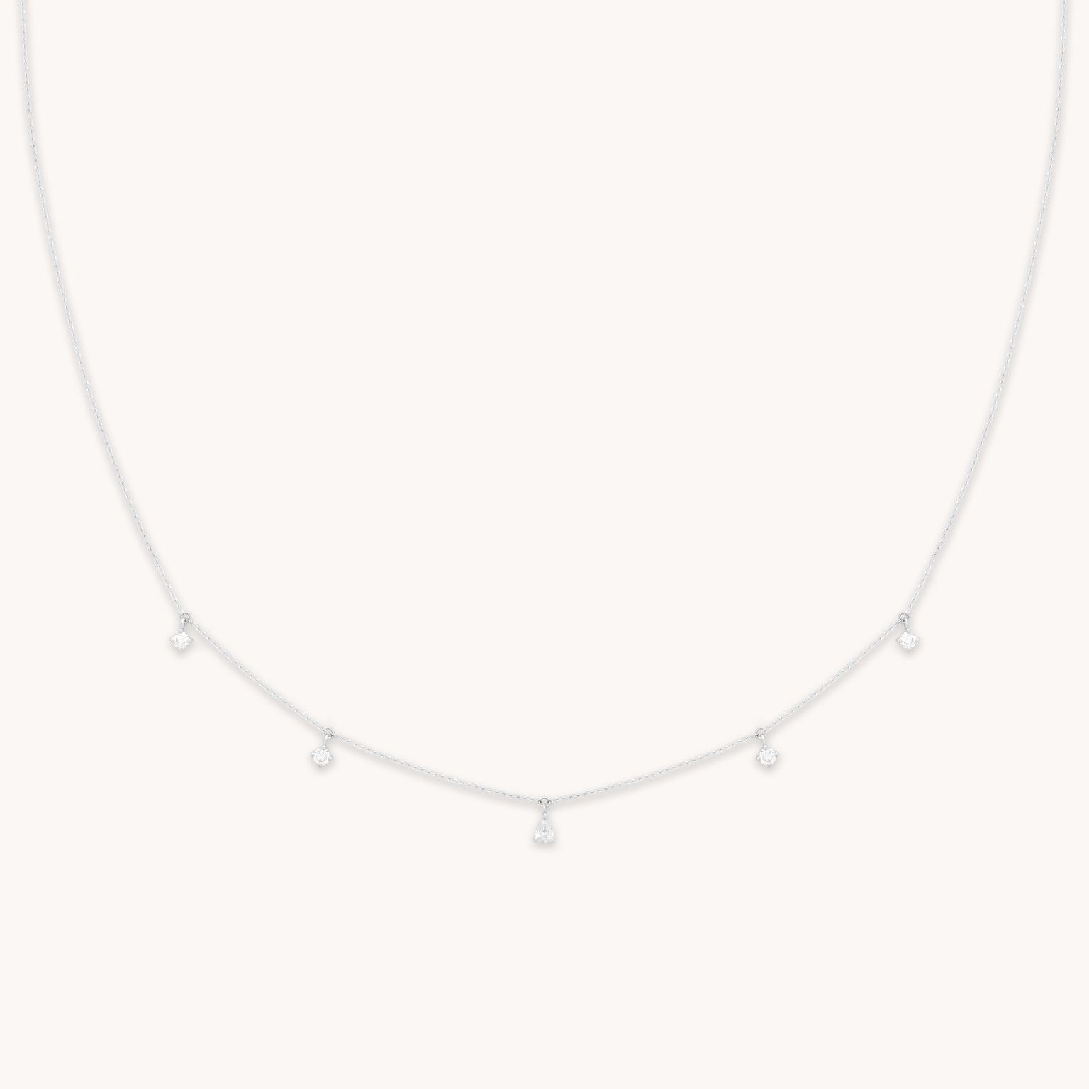 Diamond Charm Necklace in Solid White Gold