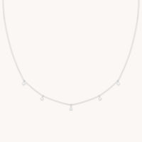 Diamond Charm Necklace in Solid White Gold