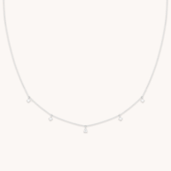 Diamond Charm Necklace in Solid White Gold