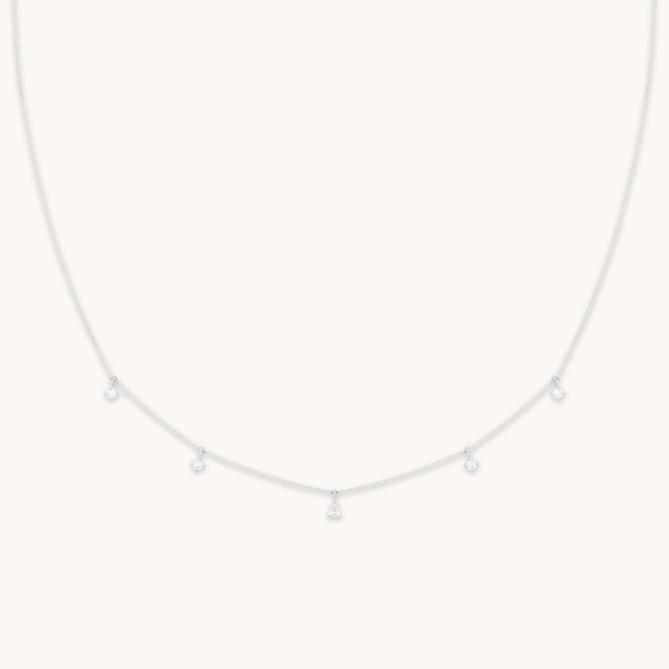 Diamond Charm Necklace in Solid White Gold