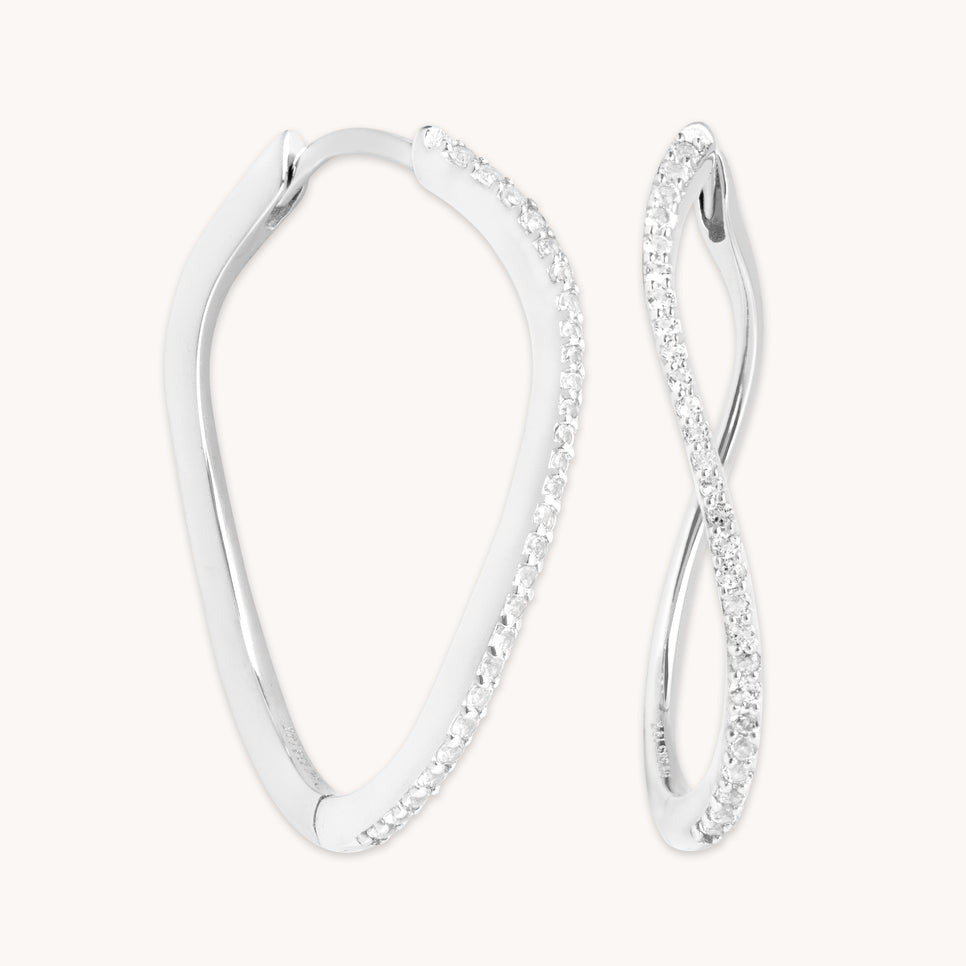 Infinite Topaz Pavé Hoops in Solid White Gold