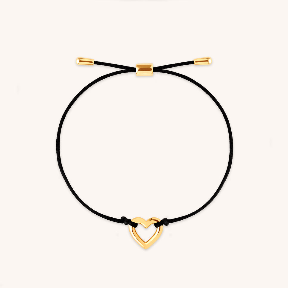 Heart Charm Cord Bracelet in Gold