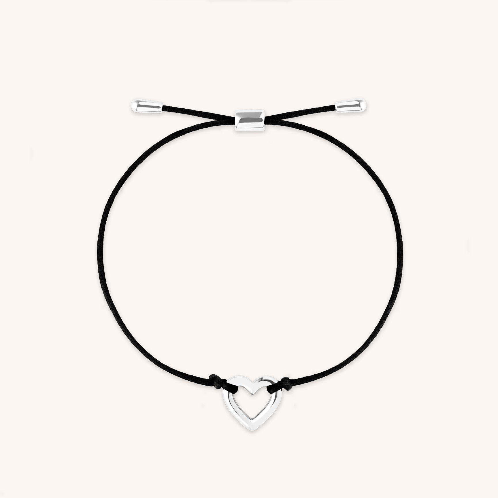 Heart Charm Silver Cord Bracelet | Astrid & Miyu Necklaces