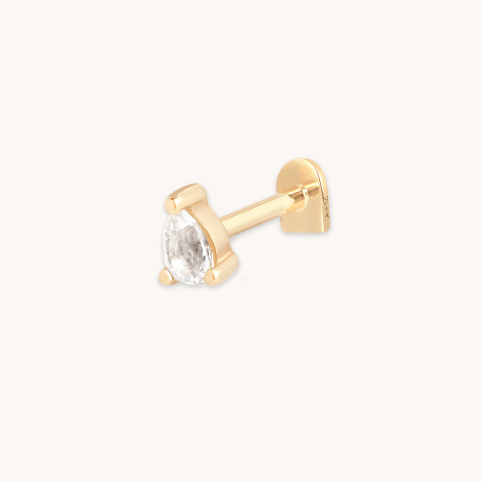 Topaz Pear Piercing Stud in Solid Gold