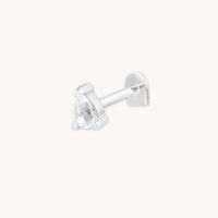 White Topaz Pear Piercing Stud in Solid White Gold