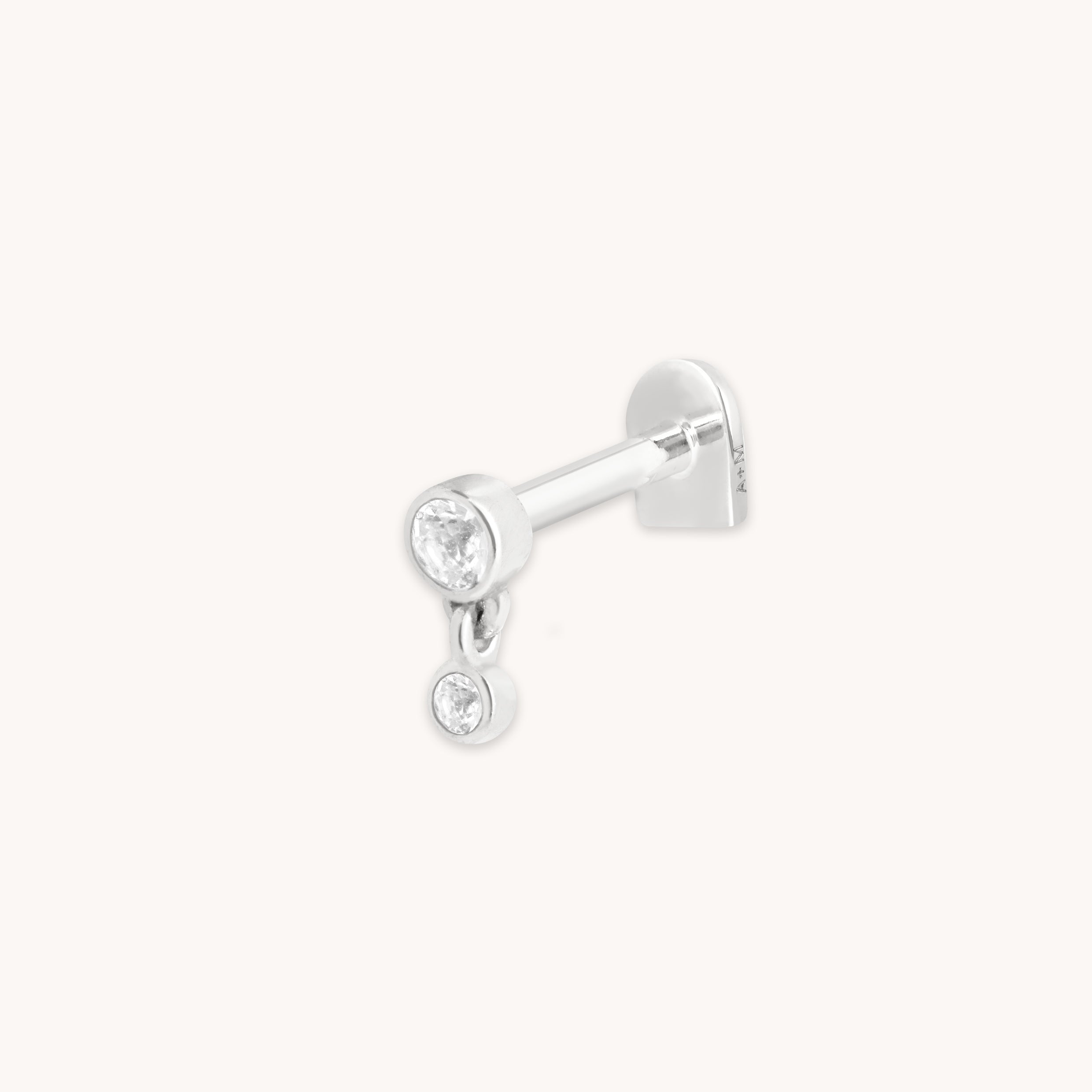 White Topaz Charm Solid White Gold Stud | Astrid & Miyu Piercing