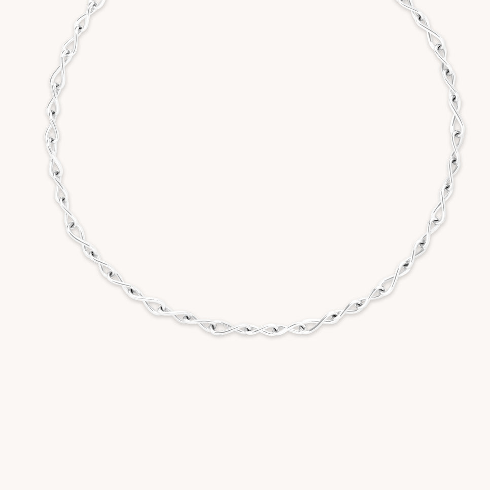 Infinite Slim Chain Necklace in Silver